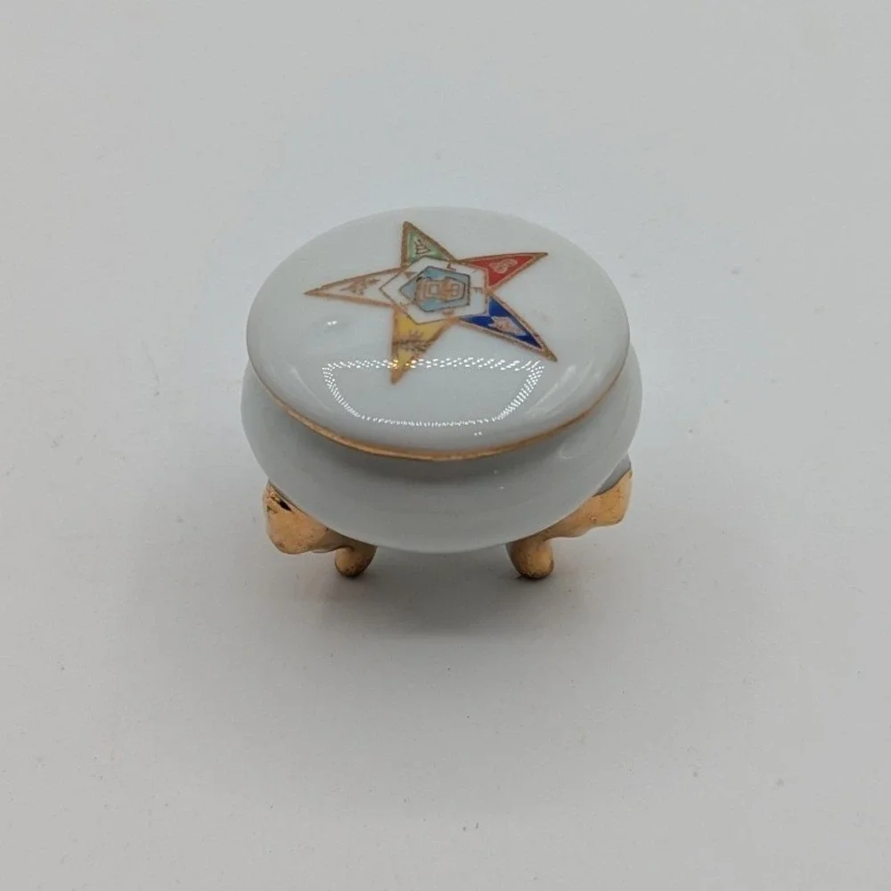 Vintage Order of the Eastern Star Porcelain Trinket Box F.N. Kistner Chicago